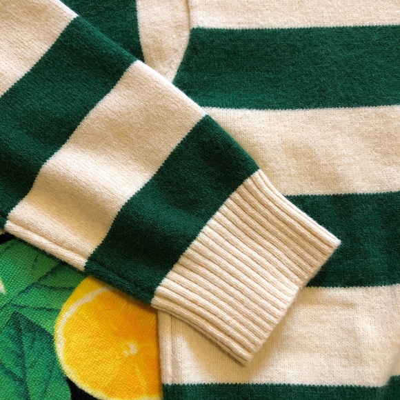 Dazy Cropped Cream/Green Collared Rugby Sweater - Picture 5 of 6